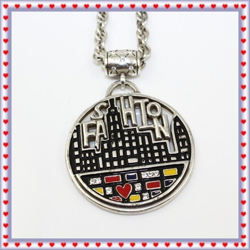 Brighton Fashionista City Long Silver Fashion Necklace